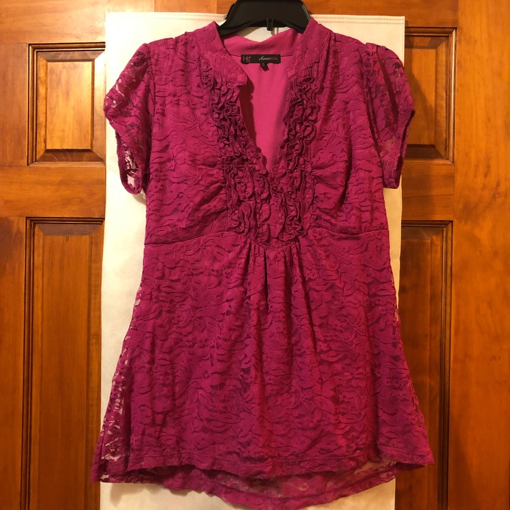 HeartSoul: Pink Ruffled Lace Top
